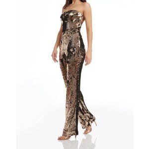 Dress the Population Andy Sequin Jumpsuit – Gold/Copper, Size S